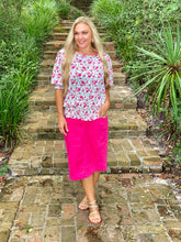 Load image into Gallery viewer, THE FARRAH (FUCHSIA DENIM SKIRT)