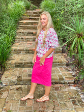 Load image into Gallery viewer, THE FARRAH (FUCHSIA DENIM SKIRT)